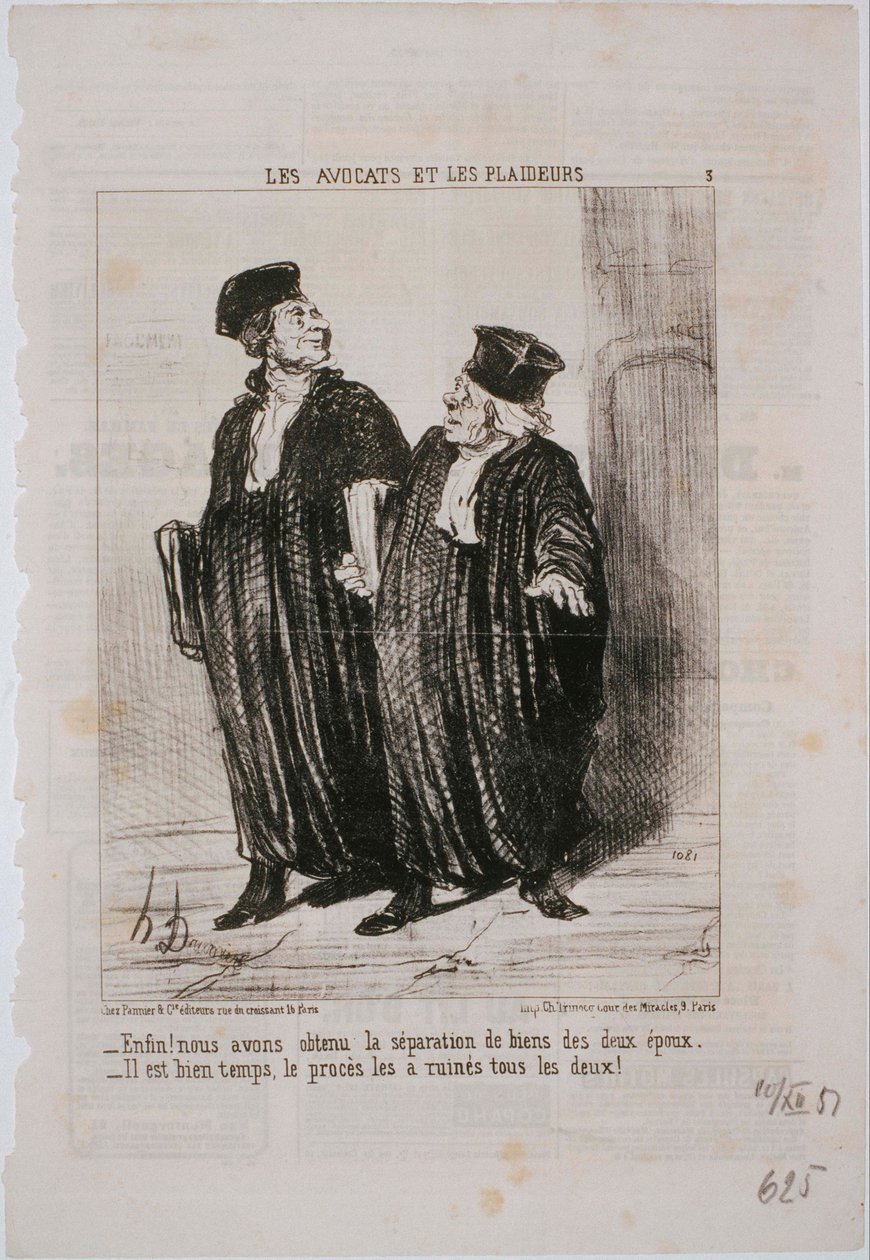Abogados y litigantes: ¡Por fin! Hemos obtenido la separación de bienes... de Honoré Daumier