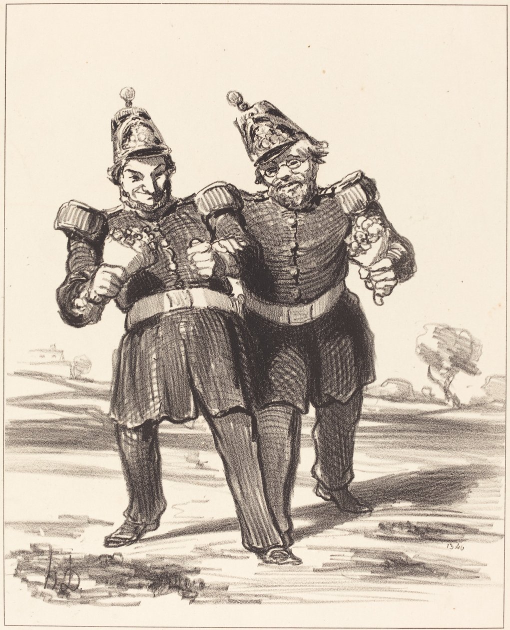 Los dos comensales en alegría de Honoré Daumier