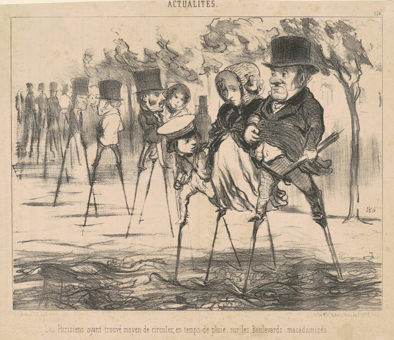 Los parisinos habiendo encontrado la manera de circular ... de Honoré Daumier
