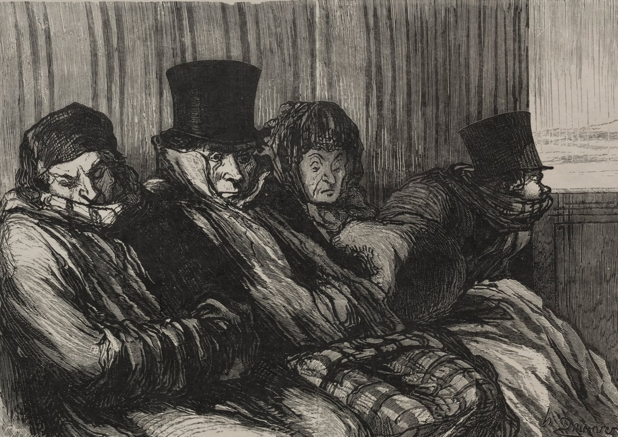 Los ferrocarriles: tren de placer: diez grados de desnudez y mal humor de Honoré Daumier