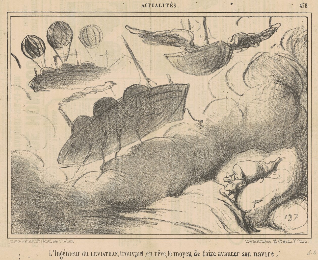 El ingeniero del Leviatán encontrando, en sueños de Honoré Daumier