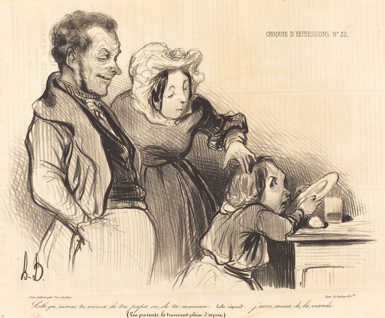 Lolo, ¿qué prefieres, a tu papá o a tu mamá...? de Honoré Daumier
