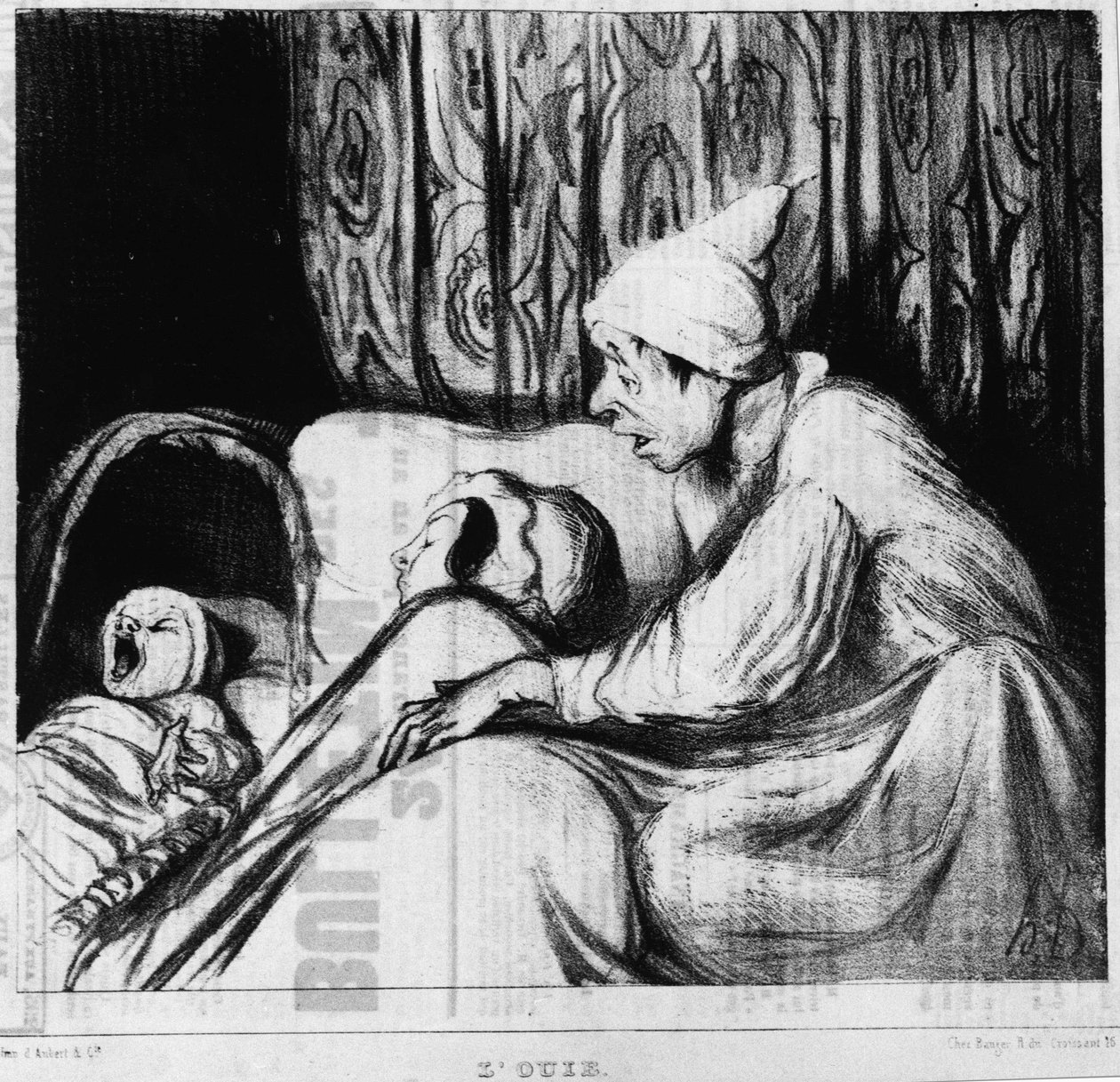 El oído: serie sobre los cinco sentidos, de Honore Daumier (1808-1879). “Charivari” de Honoré Daumier