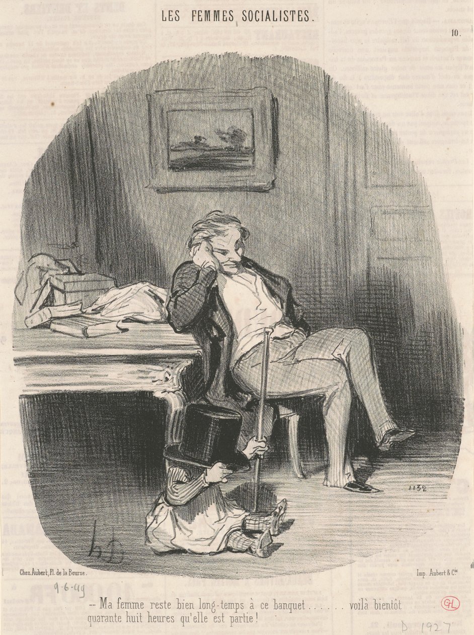 Mi esposa se queda mucho tiempo en ese banquete... de Honoré Daumier