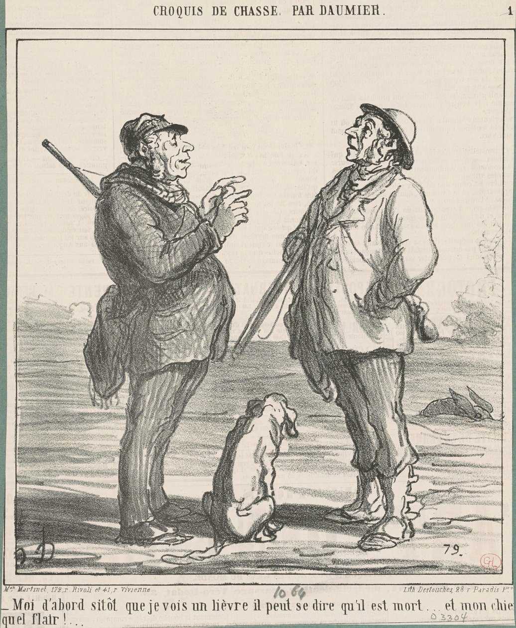 Yo primero, tan pronto como veo una liebre ... de Honoré Daumier