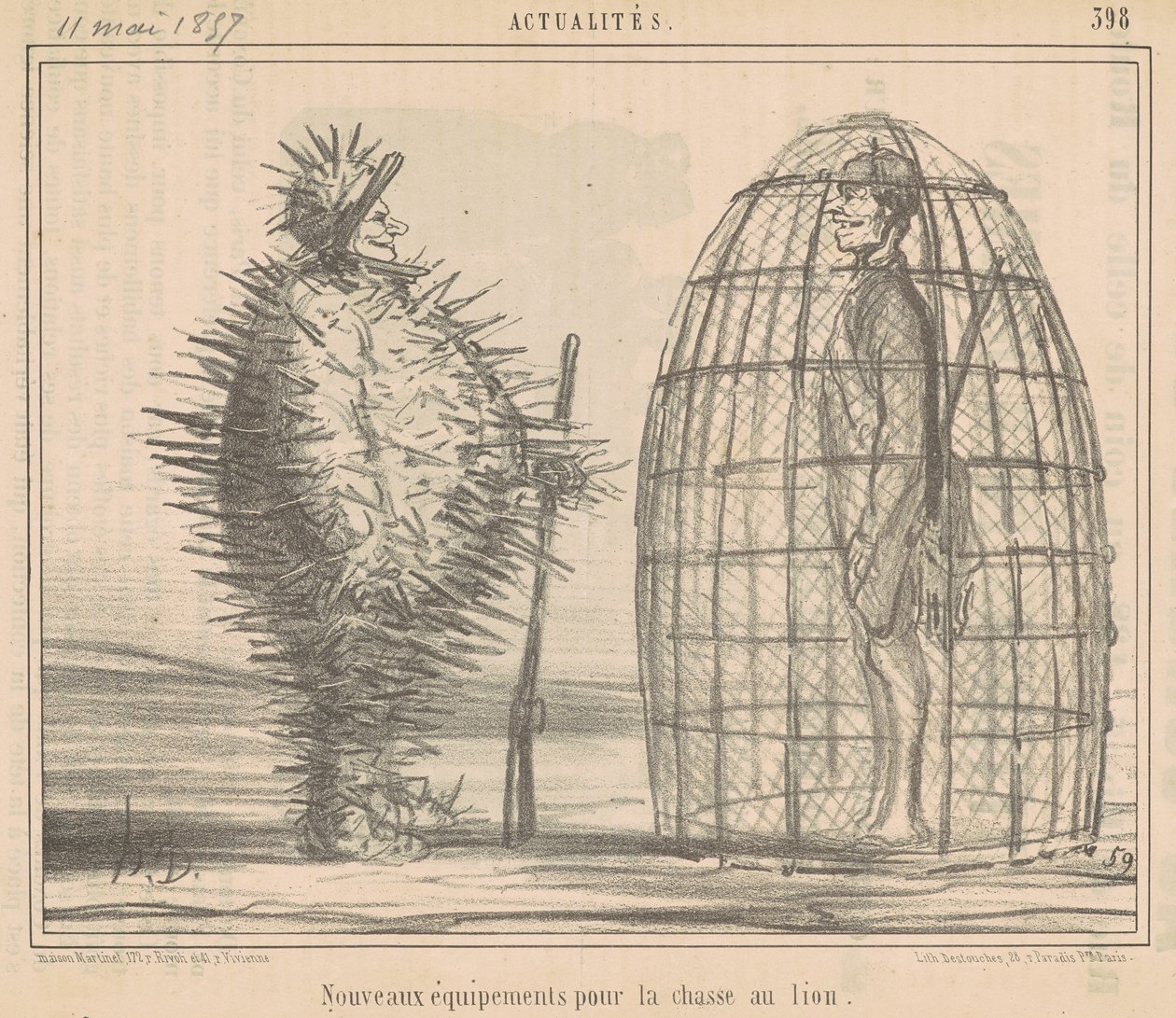 Nuevos equipos para la caza del león de Honoré Daumier