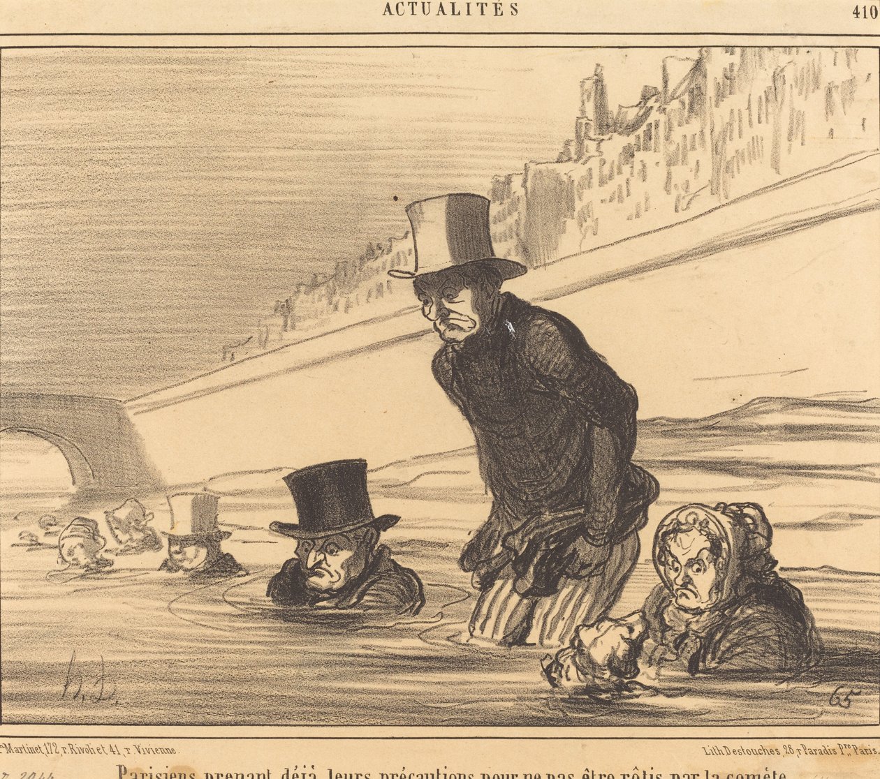 Parisiens prenant... leurs précautions... de Honoré Daumier