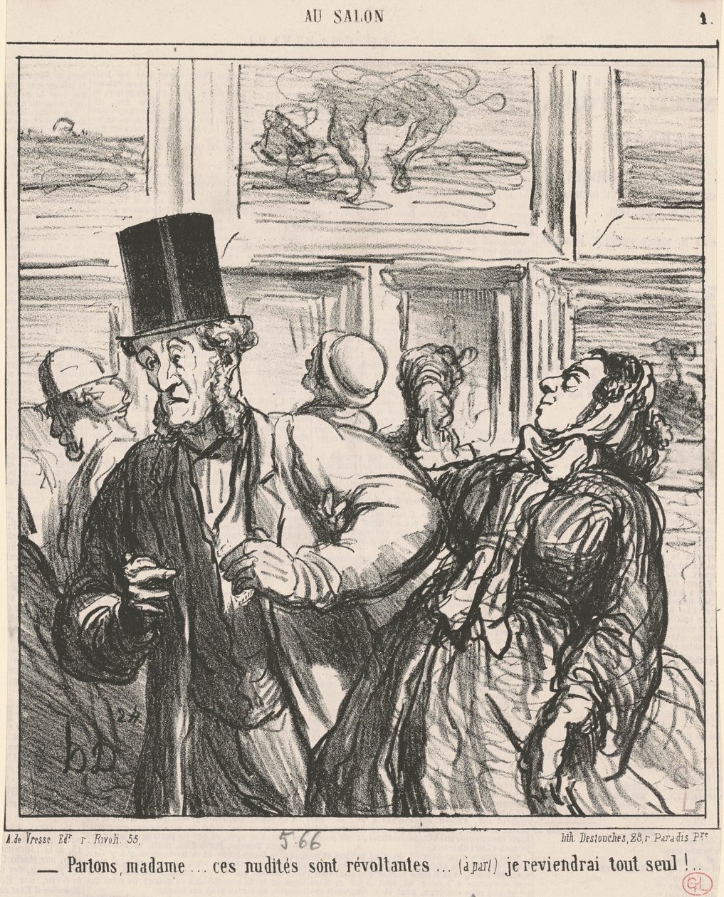 Hablemos, señora... estas desnudez son revoltantes... de Honoré Daumier