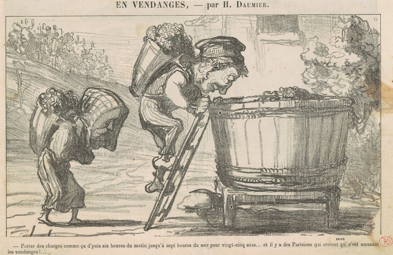 Llevando cargas así durante seis horas de Honoré Daumier