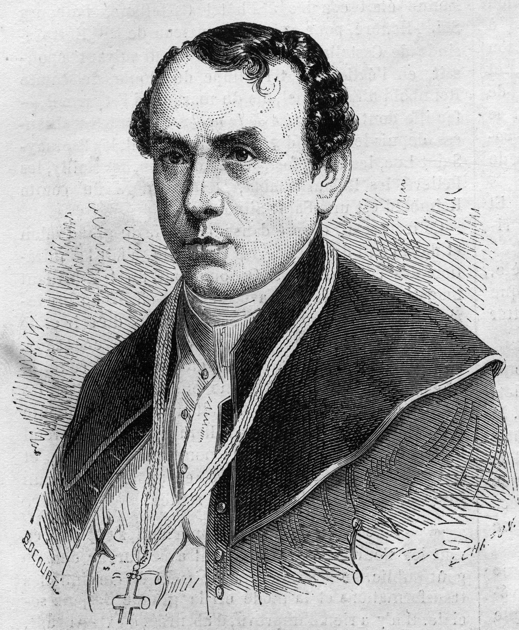 Retrato de Sigismond Felix Felinski (1822-1895), arzobispo de Varsovia (Polonia). Grabado en "Le Monde Illustré" n°314 del 18 de abril de 1863 de Honoré Daumier