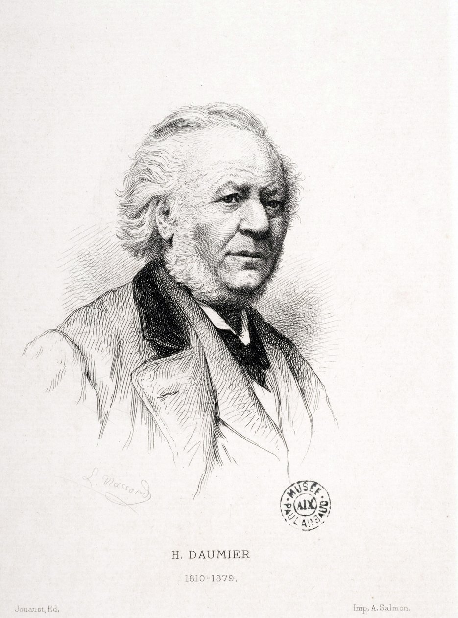 Retrato de Honoré Daumier (1808-1879), grabador, pintor y escultor francés. Grabado de Massard. Dim: 15x11,5cm. Museo Arbaud. de Honoré Daumier