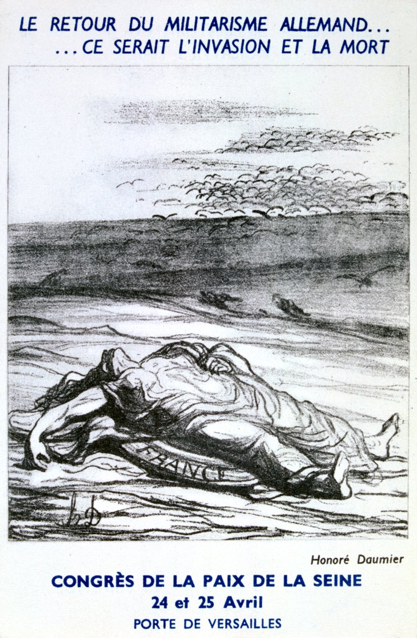 Tarjeta postal publicitaria del Congreso de Paz del Sena, París de Honoré Daumier