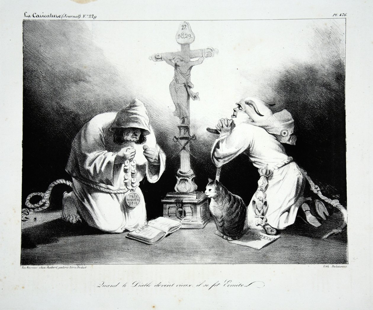 Cuando el diablo se hizo viejo, se hizo ermitaño, pub. 1835 de Honoré Daumier