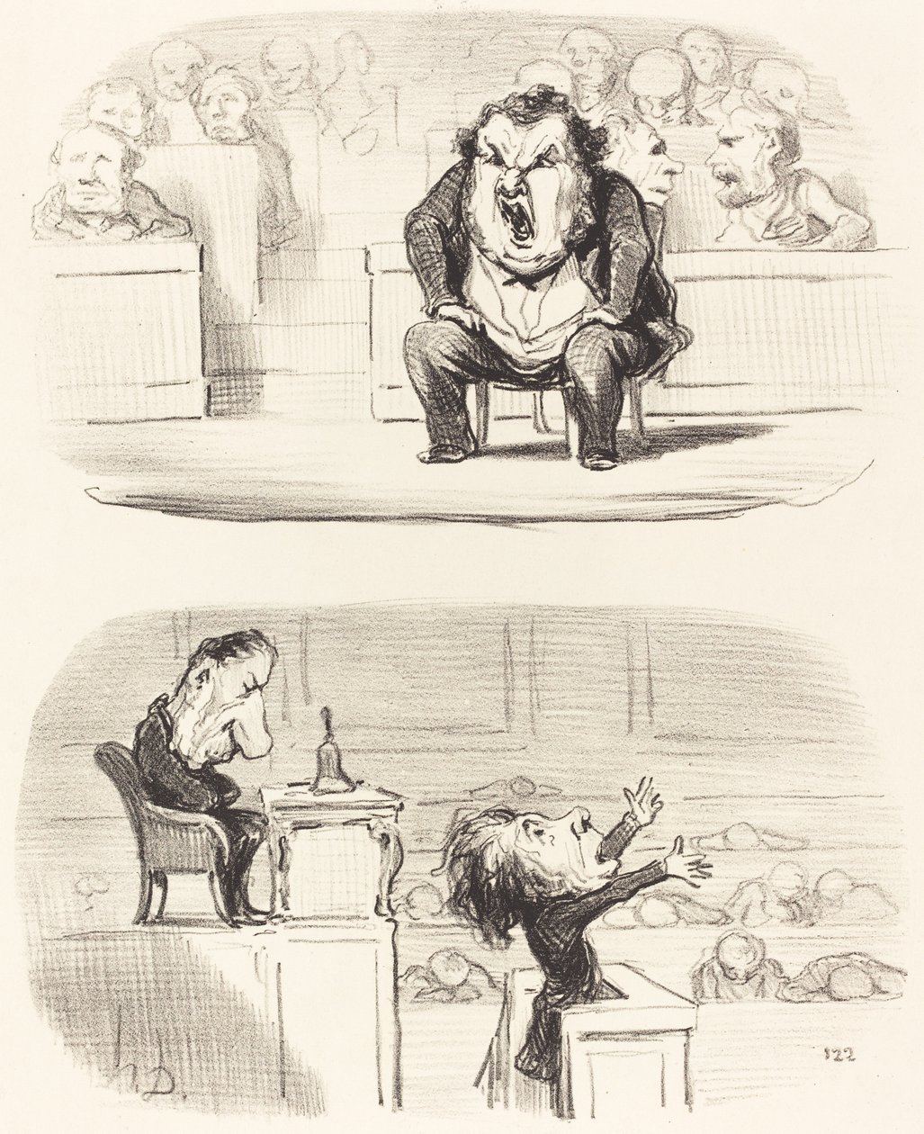 Cuando un orador aburrido sube a la tribuna de Honoré Daumier