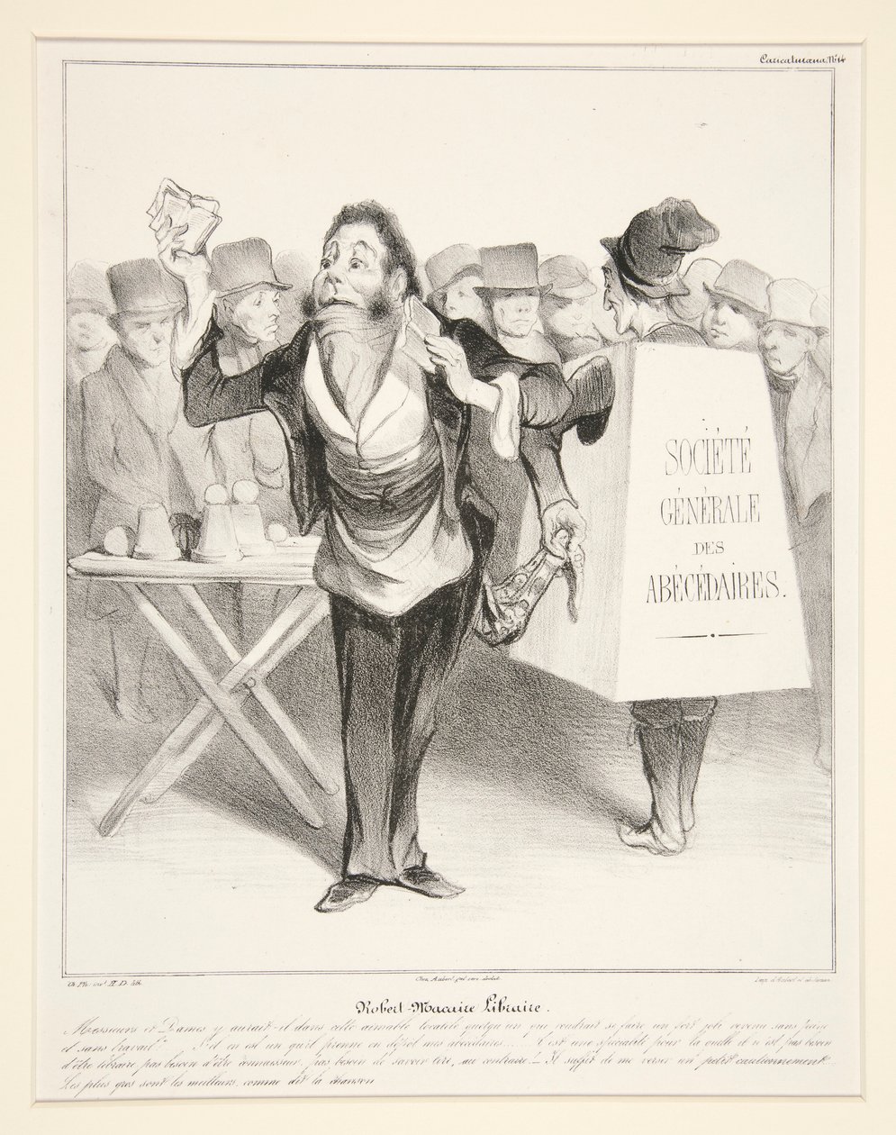 Librero Robert Macaire. (Librista Robert Macaire.), pl. 14 de la serie Caricaturana del disco Les Robert Macaires de Honoré Daumier