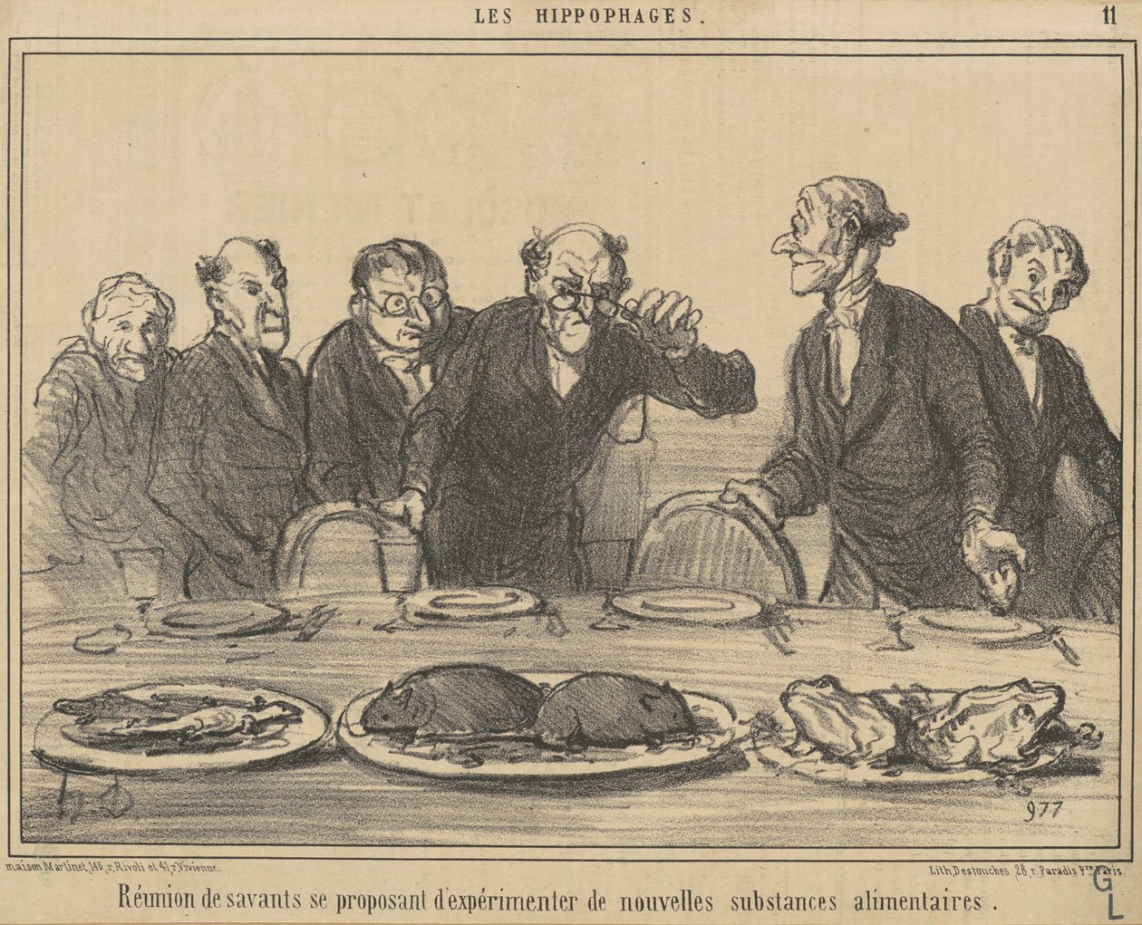 Reunión de sabios proponiendo de Honoré Daumier