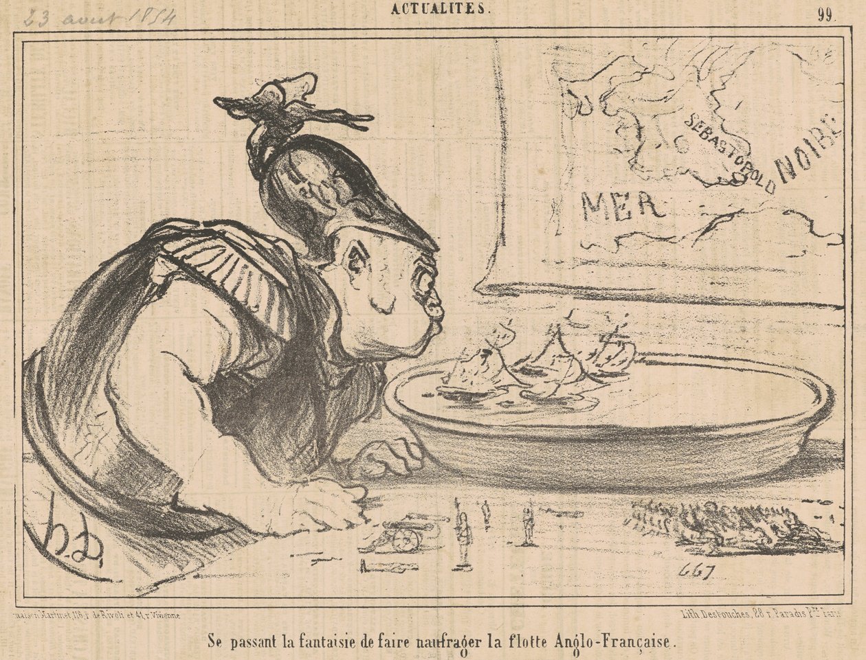 Se passant la fantaisie de faire naufrager ... de Honoré Daumier