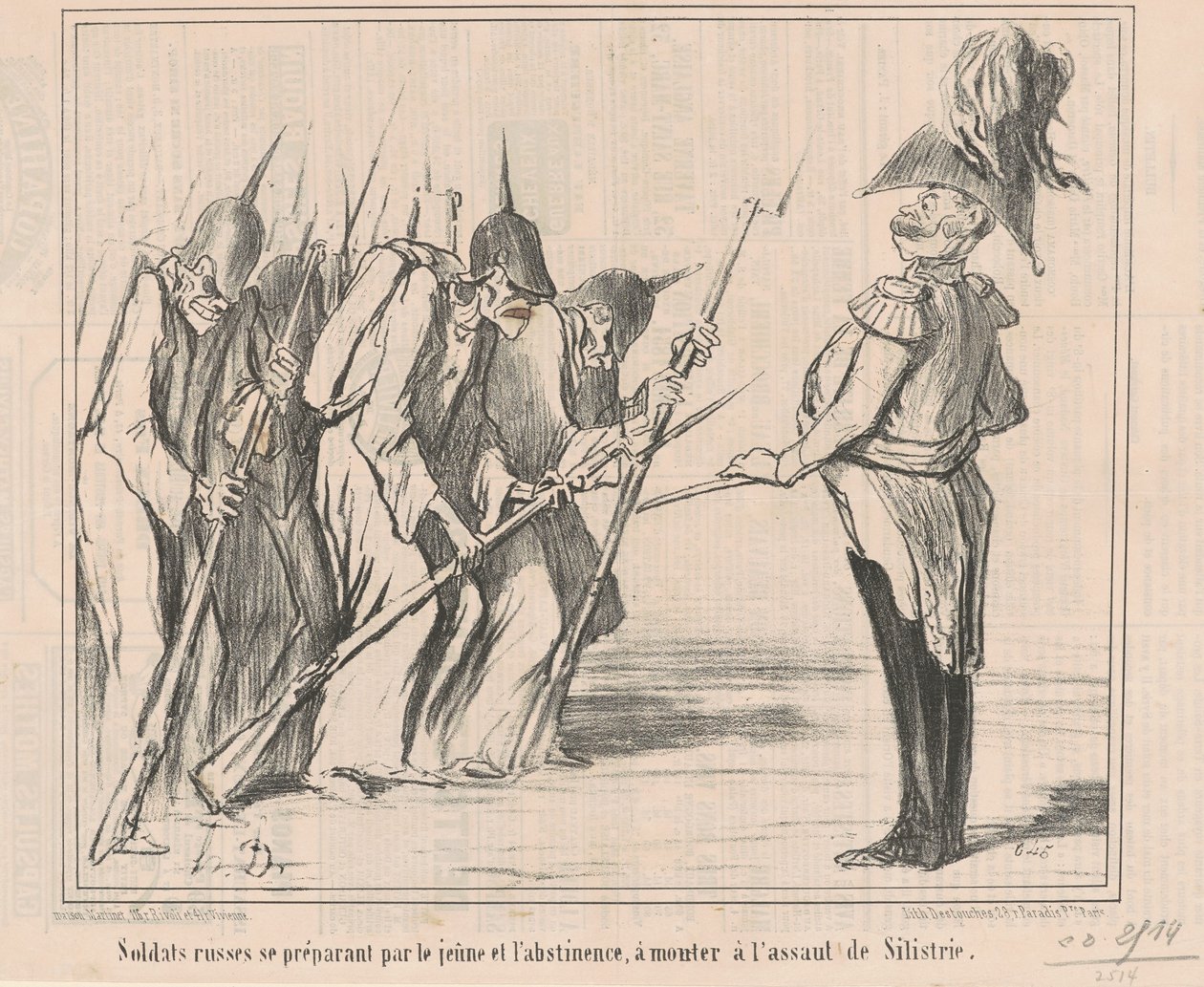 Soldados rusos preparándose para el joven... de Honoré Daumier