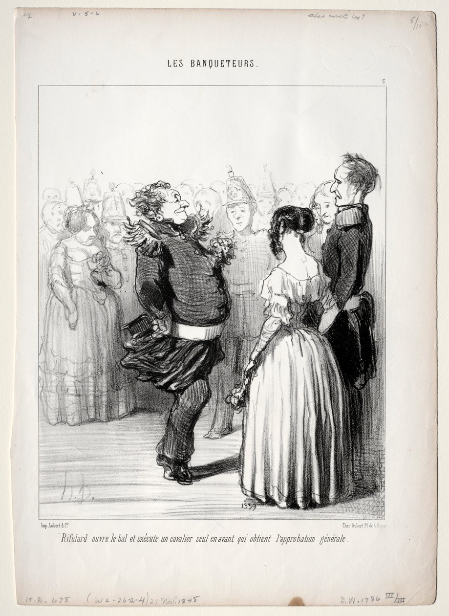 Los comensales, lámina 5: Rifolard abre el baile, 1848 de Honoré Daumier