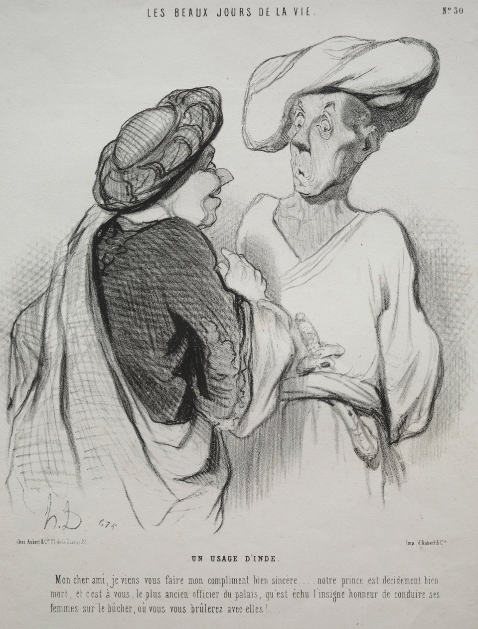 The Beautiful Days of Life, plate 30: An Indian Custom de Honoré Daumier