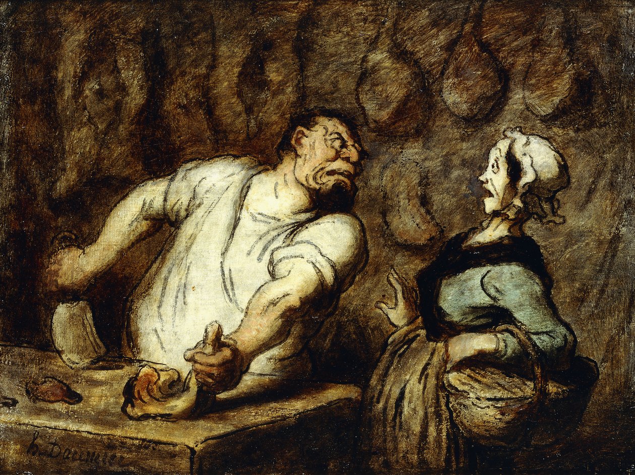 El carnicero en el mercado de Montmartre, 1857-58 de Honoré Daumier