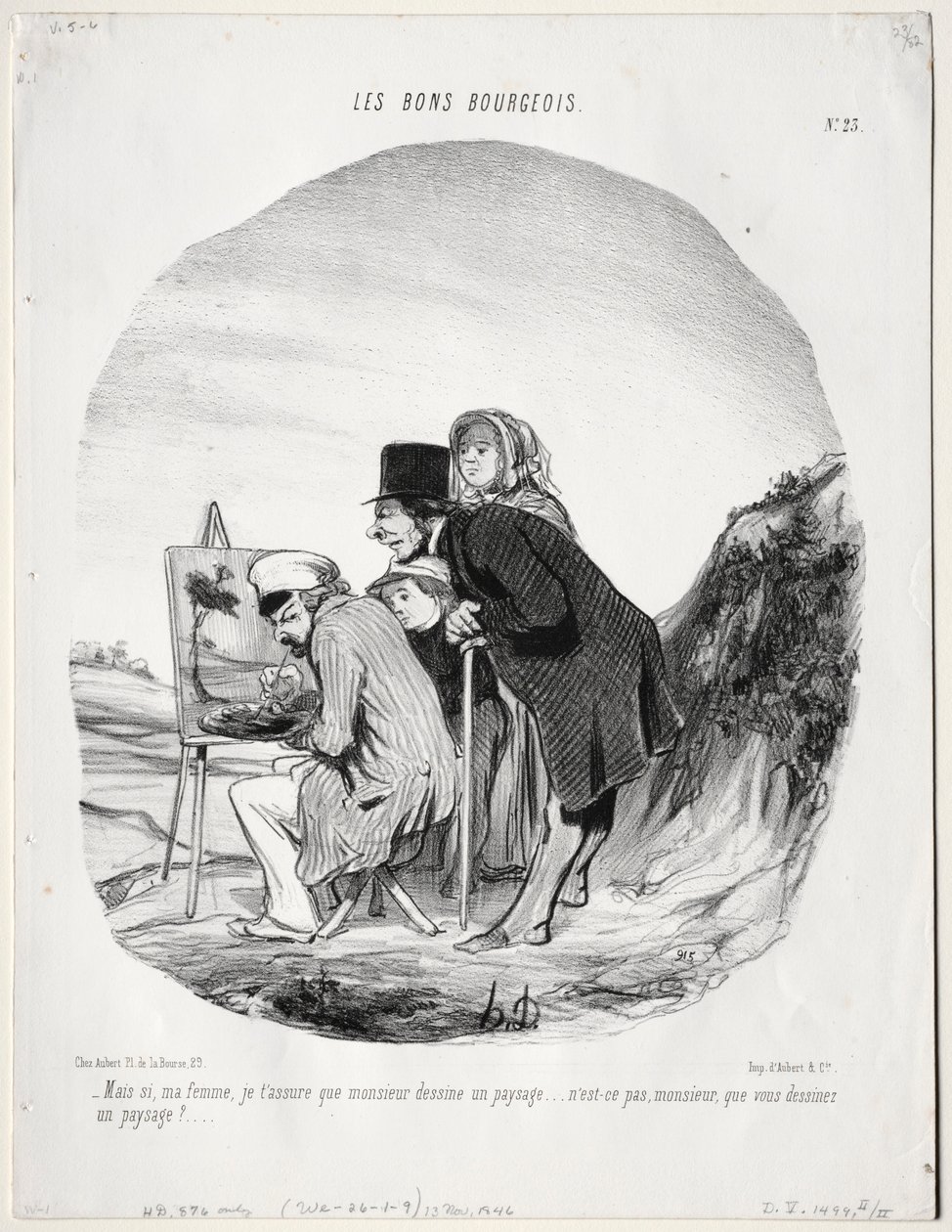 El buen burgués, Placa 23: Pero sí, querida, te aseguro que este caballero está dibujando..., 184 de Honoré Daumier