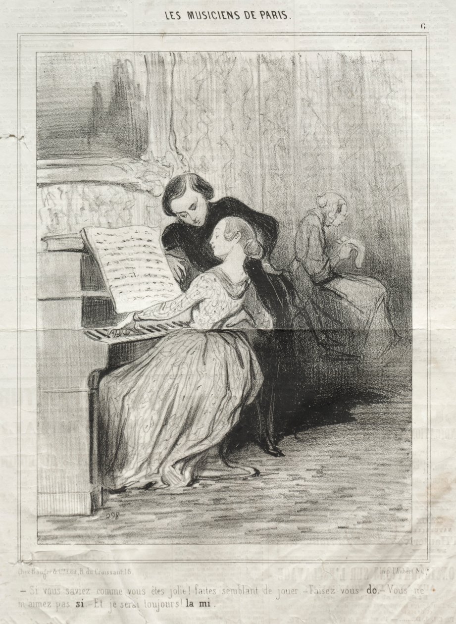 Los Músicos de París, lámina 6: ¡Si supieras lo bonita que eres! de Honoré Daumier