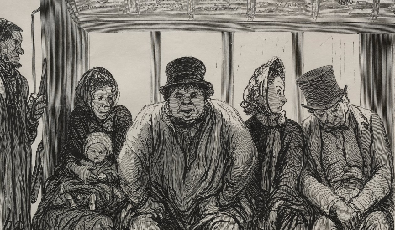 El ómnibus: Interior del ómnibus de Honoré Daumier
