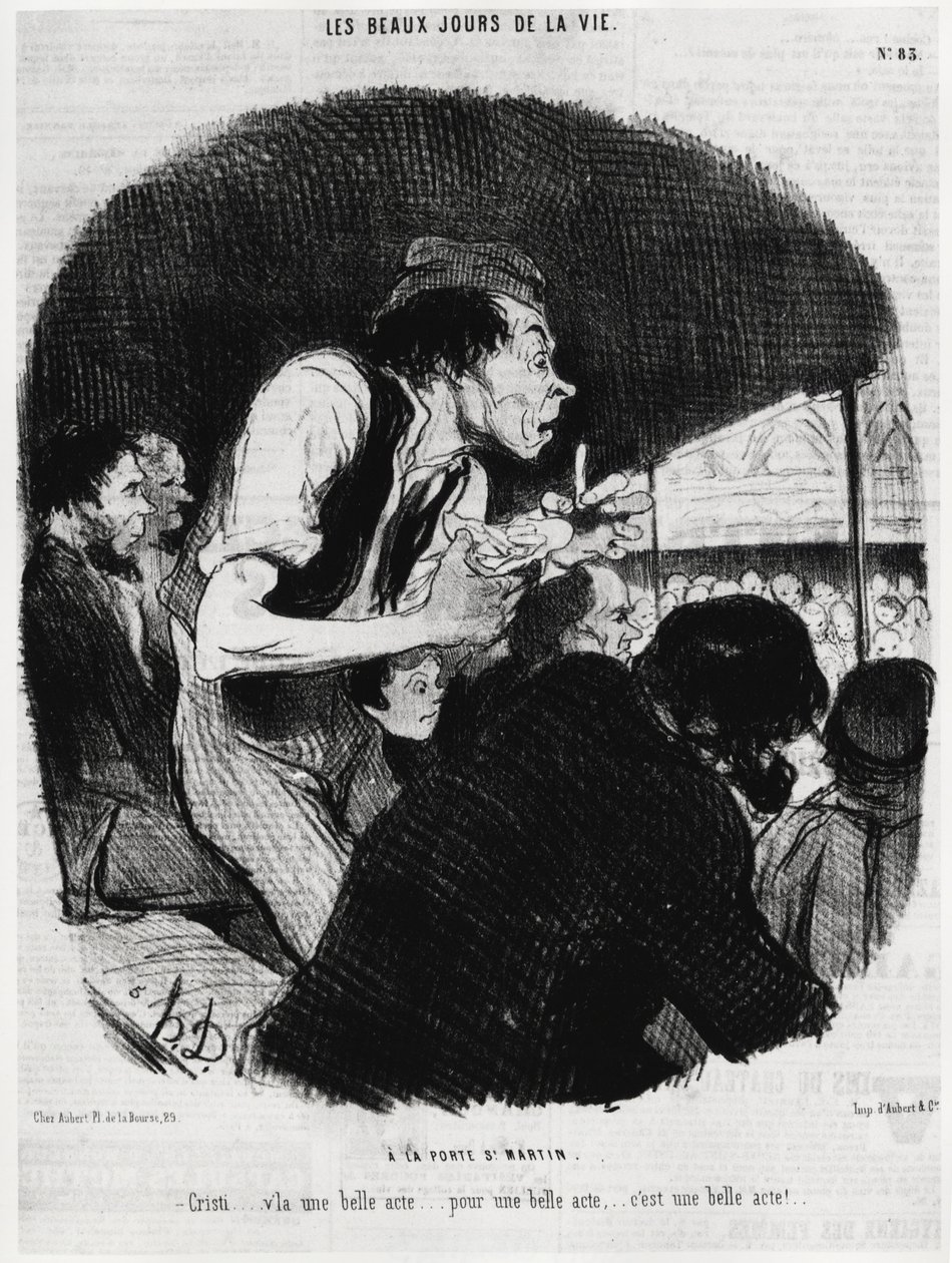 Los hermosos días de la vida: en la puerta de Saint Martin, Christi... es un hermoso acto... por un hermoso acto... es un hermoso acto. Ilustración de Honore Daumier (1808-1879), publicada en las noticias, “Charivari”, fecha 6 de febrero de 1846. de Honoré Daumier