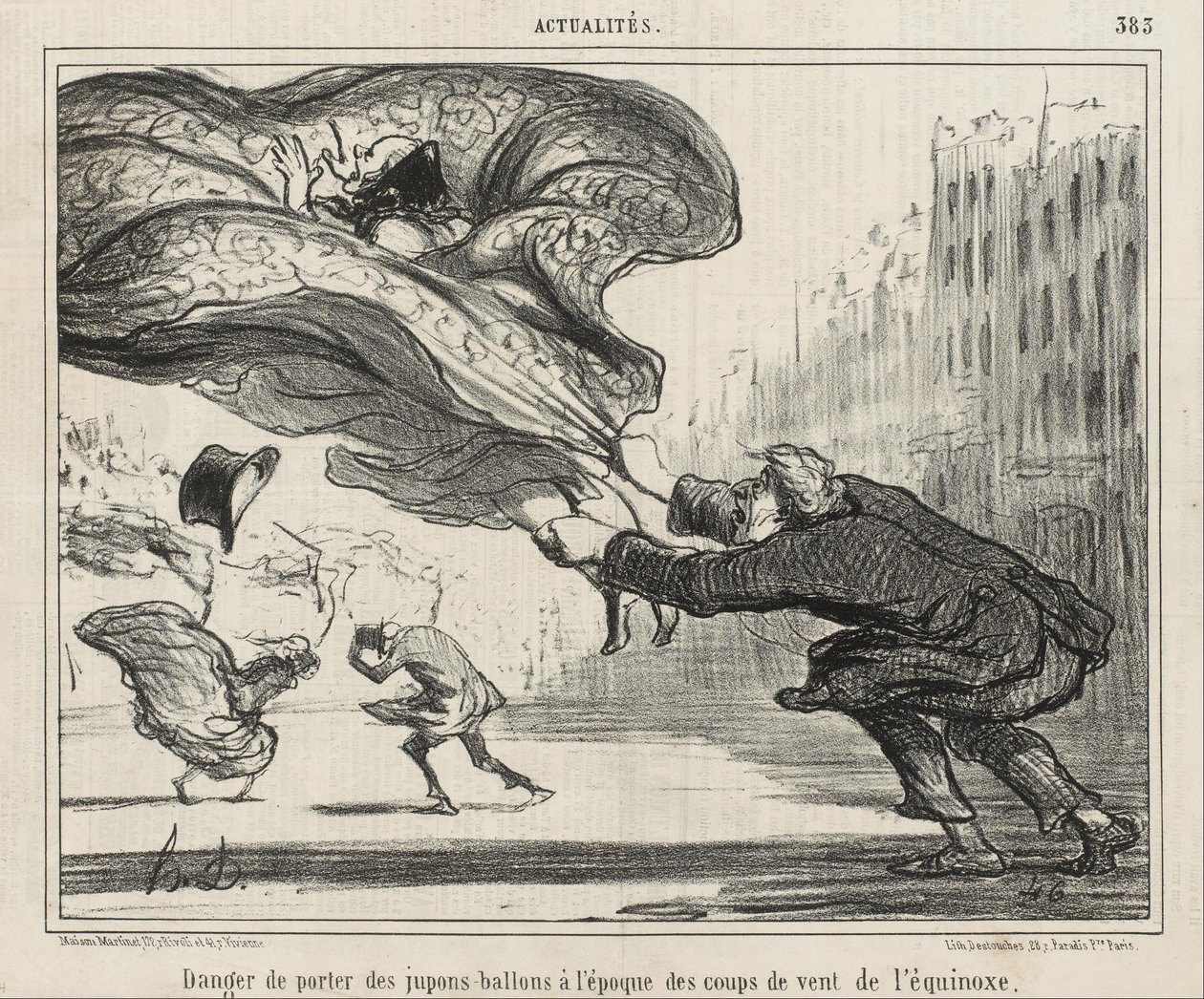 El peligro de llevar faldas de aro... de Honoré Daumier