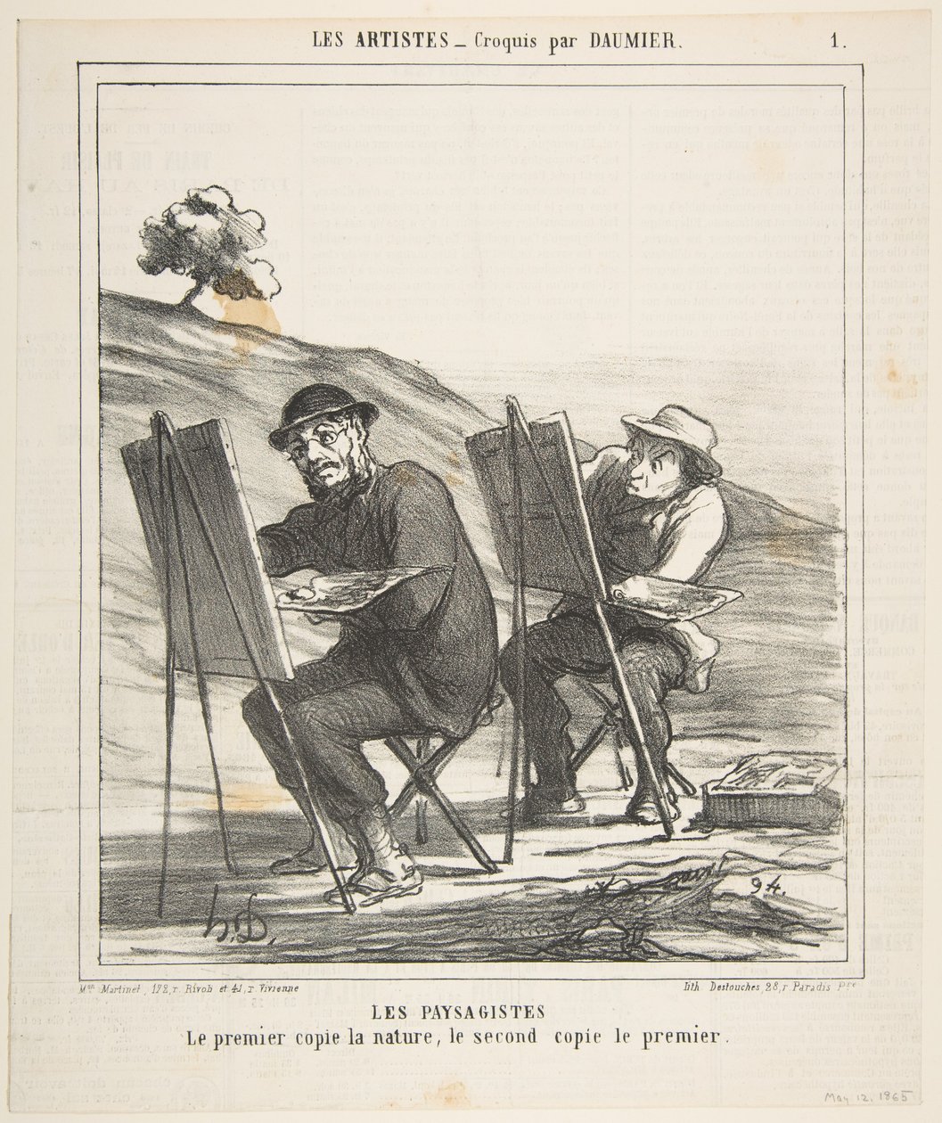 Los pintores de paisajes, el primero copia la naturaleza, el segundo copia al primero, de..., 12 de mayo de 1865 de Honoré Daumier