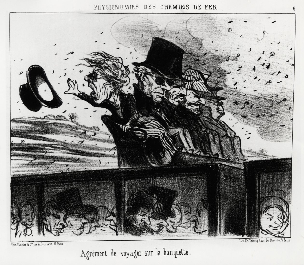 La fisonomía de los ferrocarriles: es el derecho a viajar en el banco. Ilustración de Honoré Daumier (1808-1879), publicada en "Charivari" de Honoré Daumier