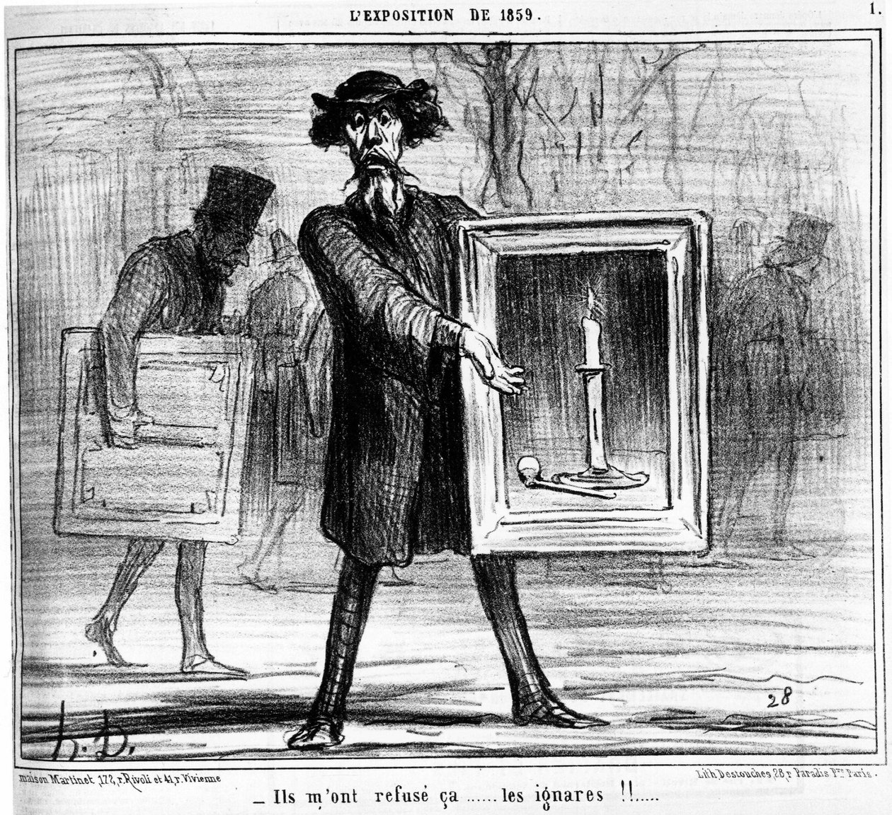 Me rechazaron... ¡los ignorantes!... , tomado de “Pinturas y Salones”, serie de caricaturas de Honore Daumier (1808-1879). “Charivari” de Honoré Daumier