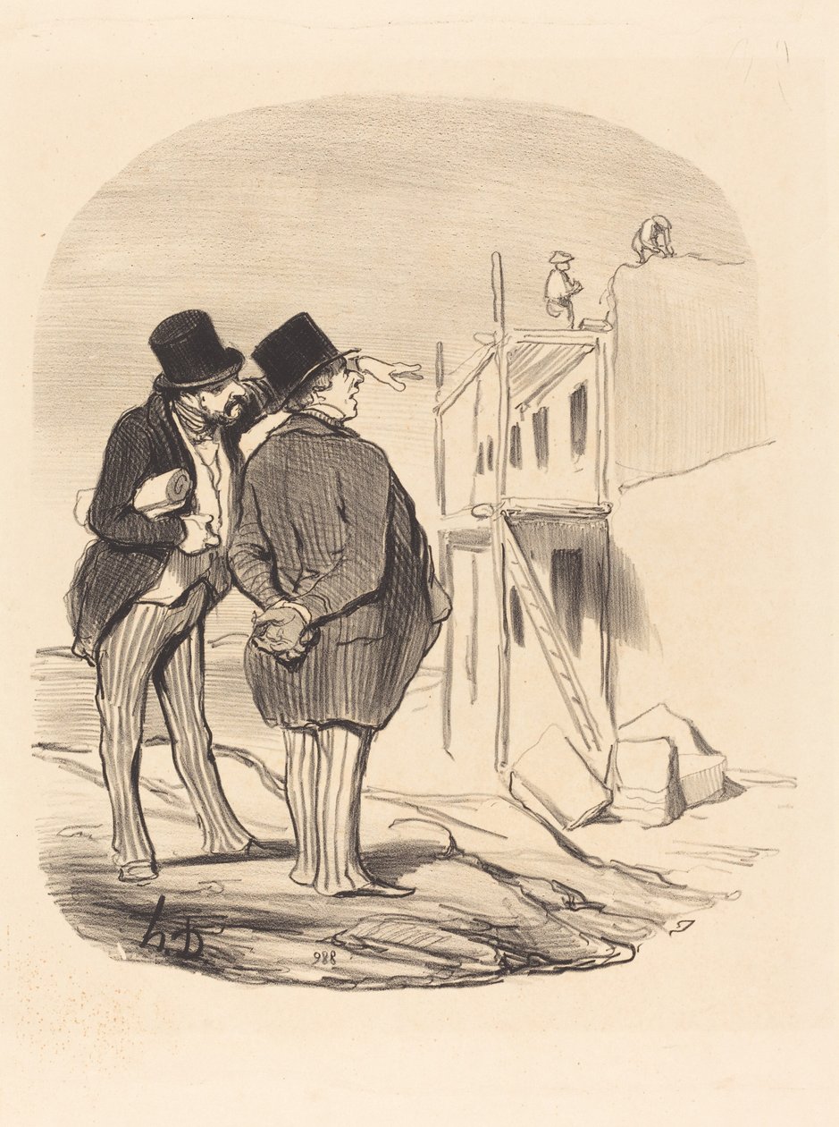 Dos hombres entre ruinas de Honoré Daumier