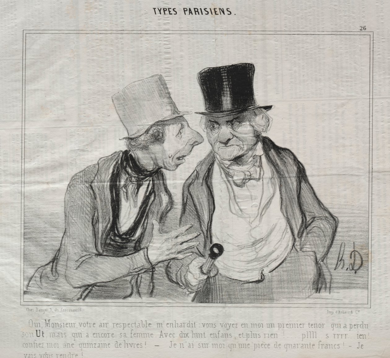 Types Parisiens, plate 26: Yes, Sir, your respectable air encourages me... de Honoré Daumier