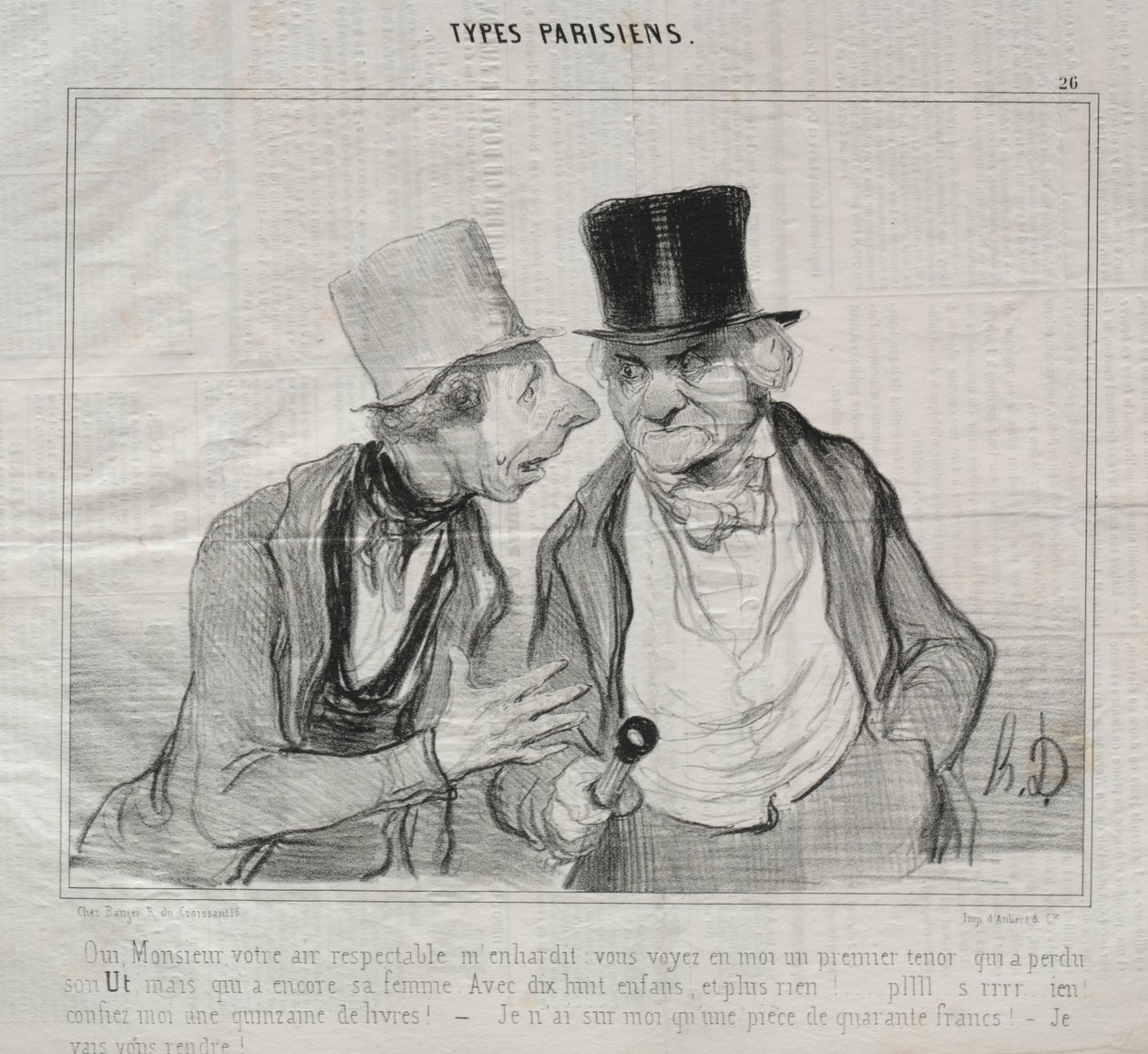 Tipos parisinos, lámina 26: Sí, señor, su aire respetable me anima... de Honoré Daumier