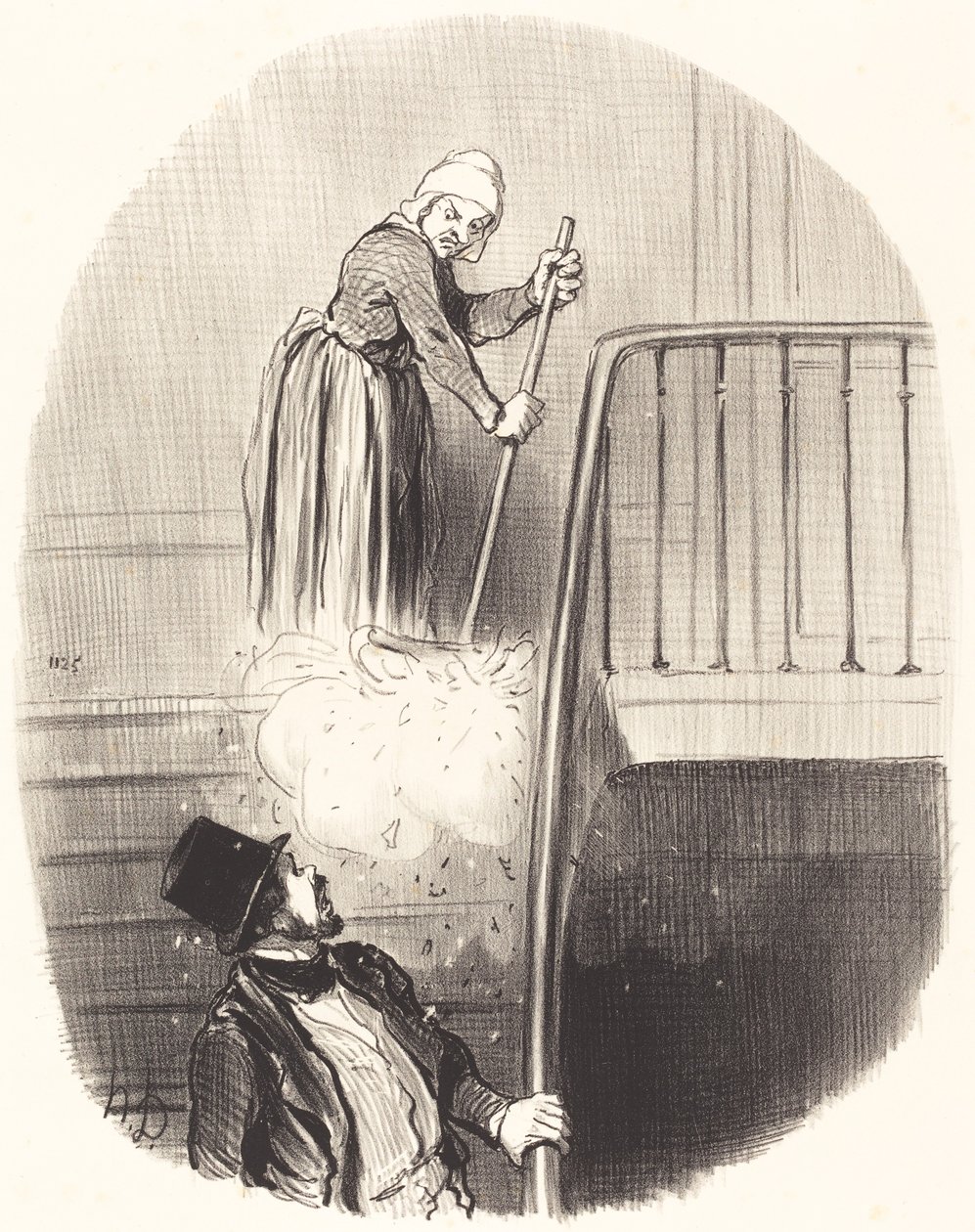 Un inquilino que tuvo un olvido el 1 de enero de Honoré Daumier