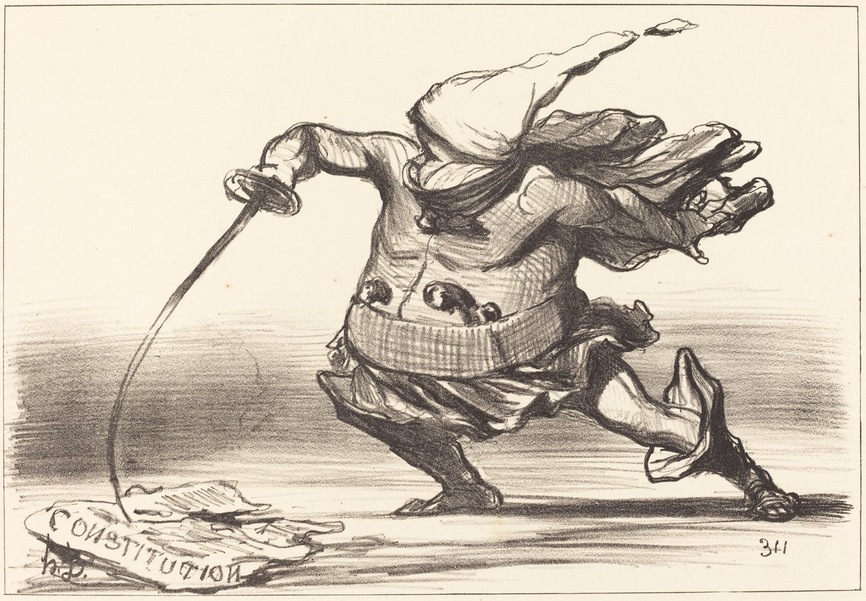 Un Matamore llevando una bota de Honoré Daumier