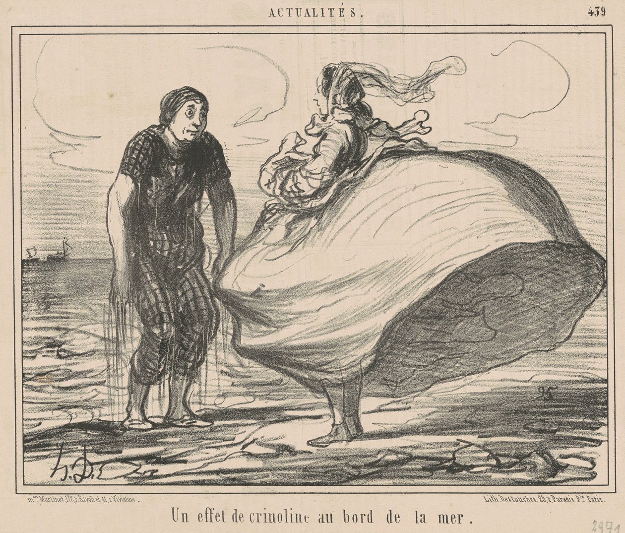 Un efecto de crinolina al borde del mar de Honoré Daumier