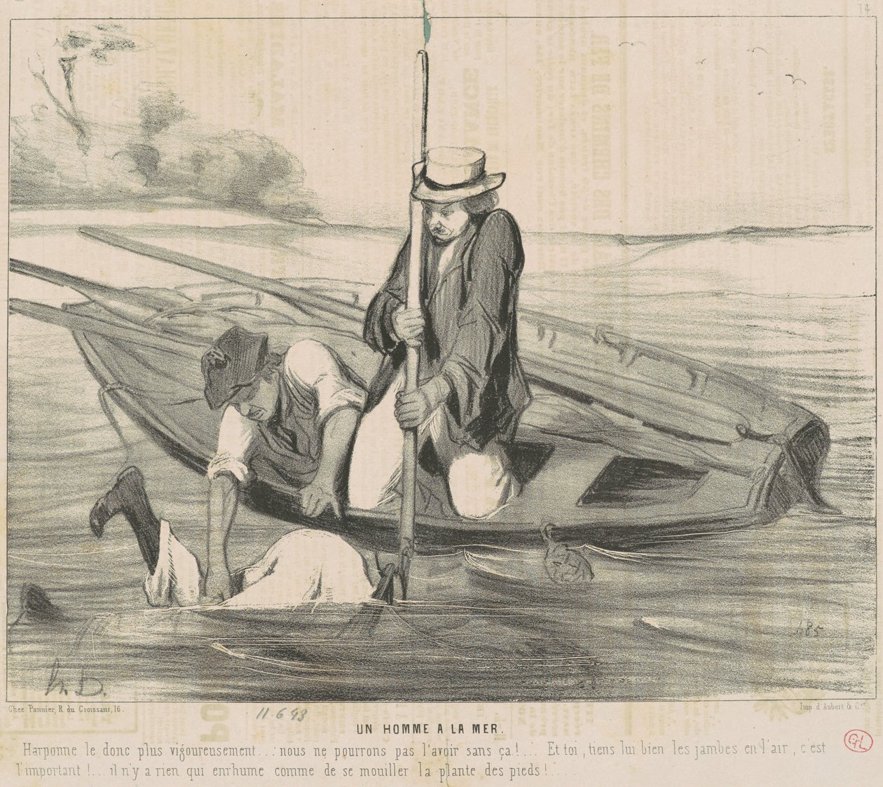Un hombre al mar de Honoré Daumier