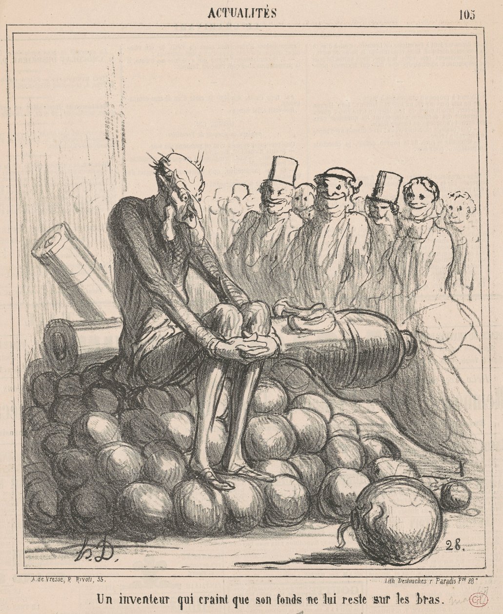 Un inventor que teme que su fondo no le quede... de Honoré Daumier