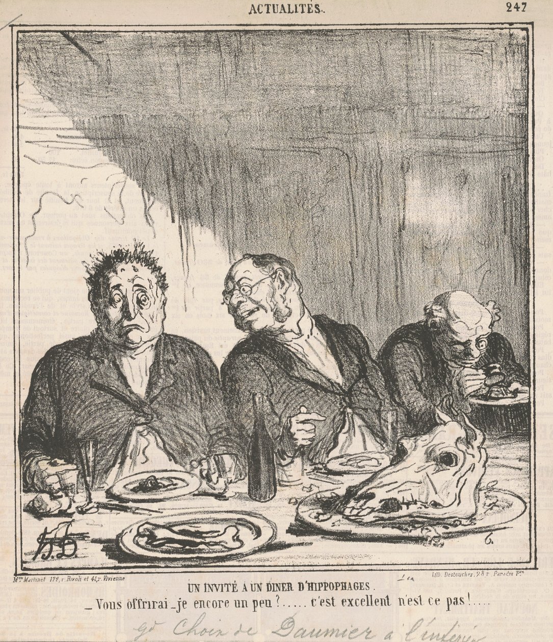 Un invitado a una cena de hipófagos: ¿Le ofreceré un poco más? Es excelente, ¿no es así? de Honoré Daumier