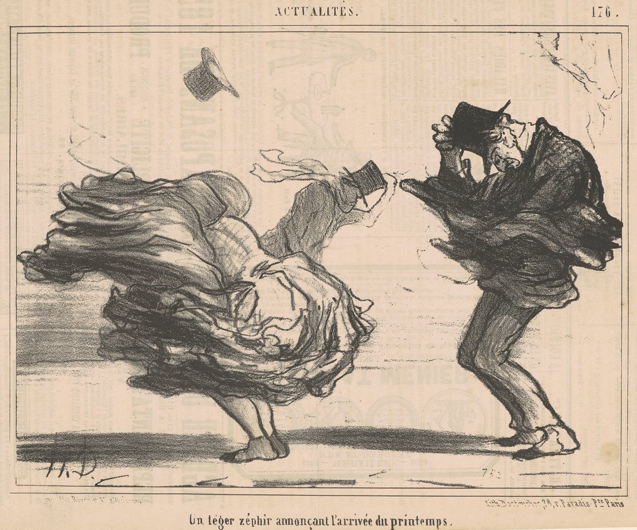 Un ligero céfiro anunciando la llegada de la primavera de Honoré Daumier