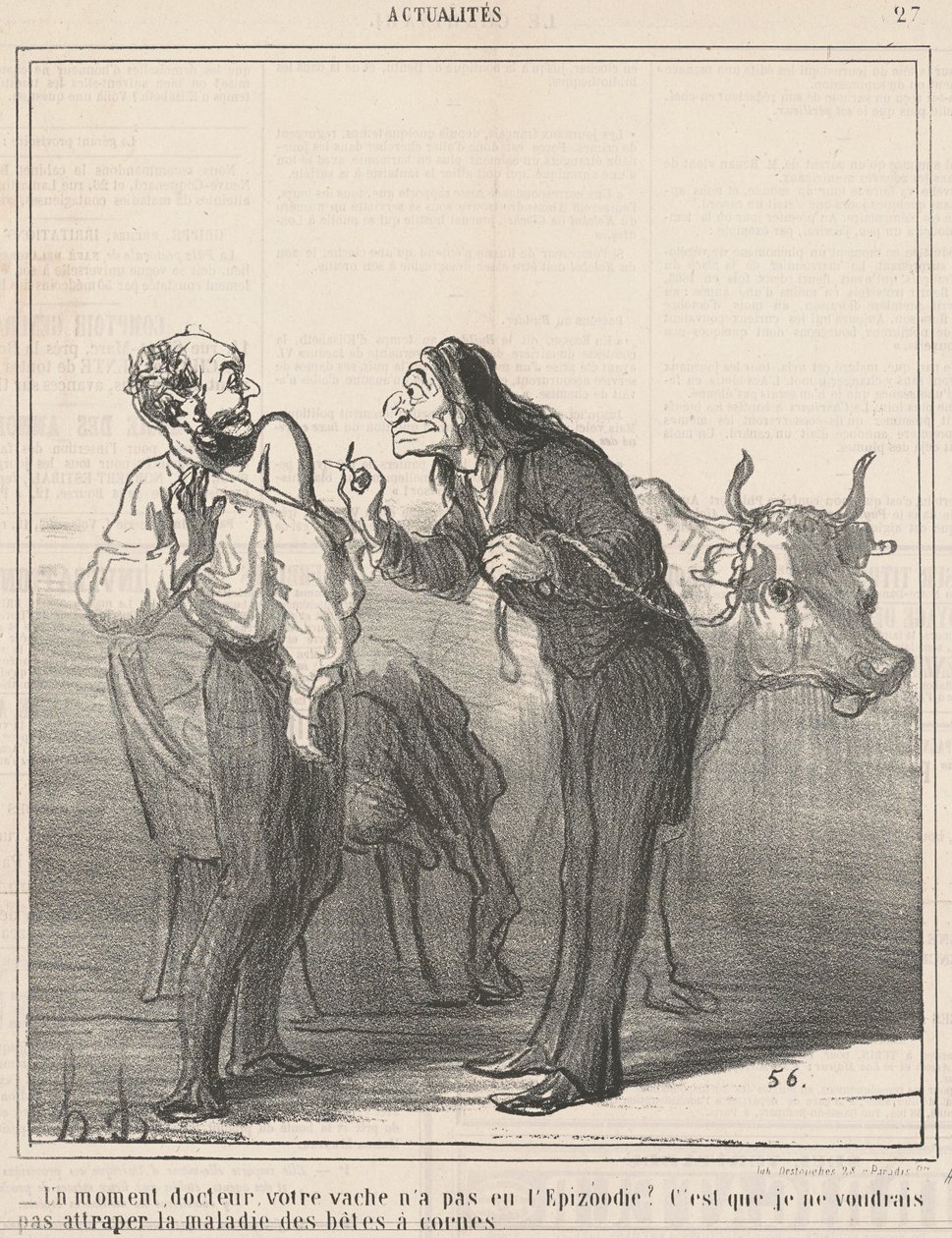 Un momento... ¿tu vaca no tuvo la epizootia?... de Honoré Daumier