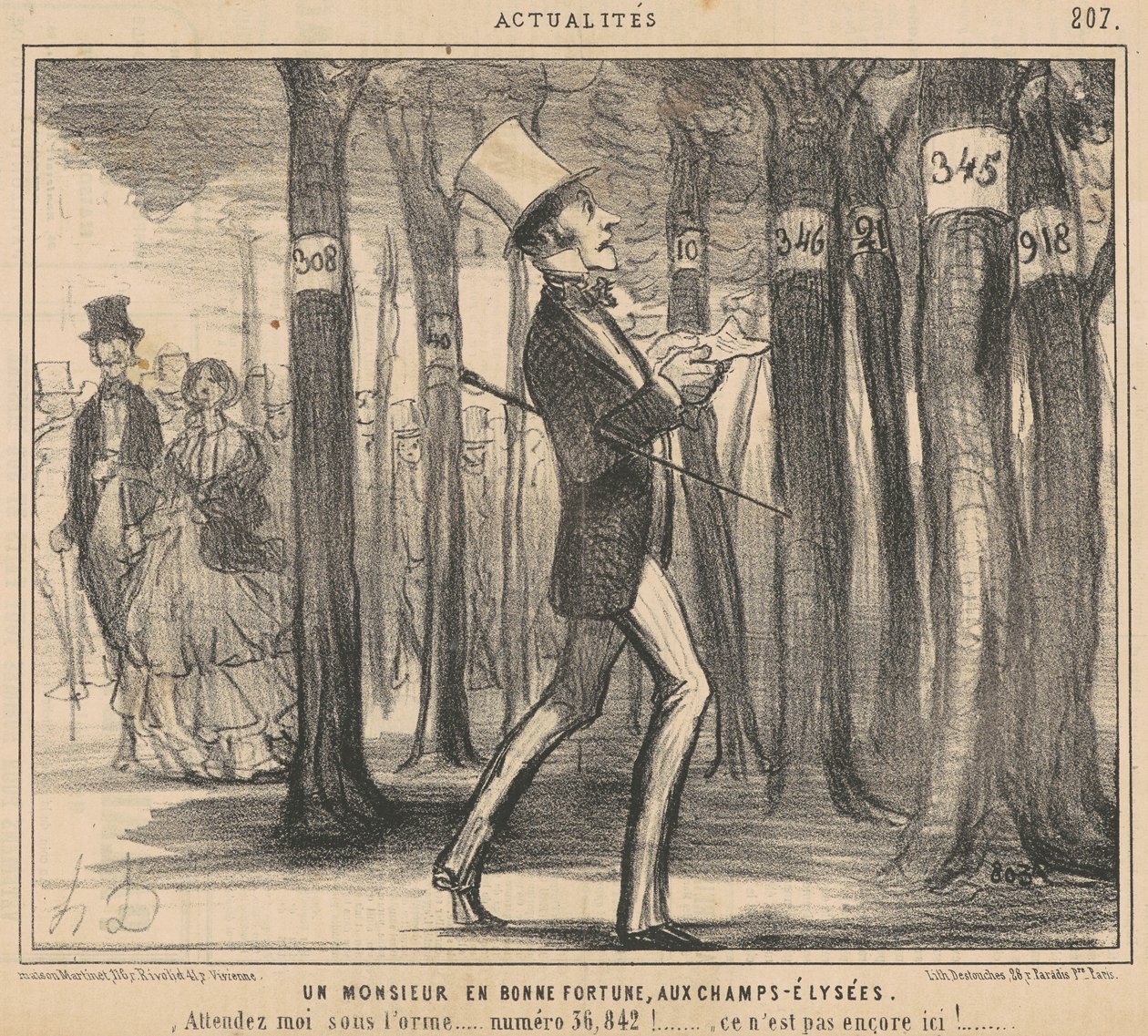 Un caballero en buena fortuna en los Campos Elíseos de Honoré Daumier