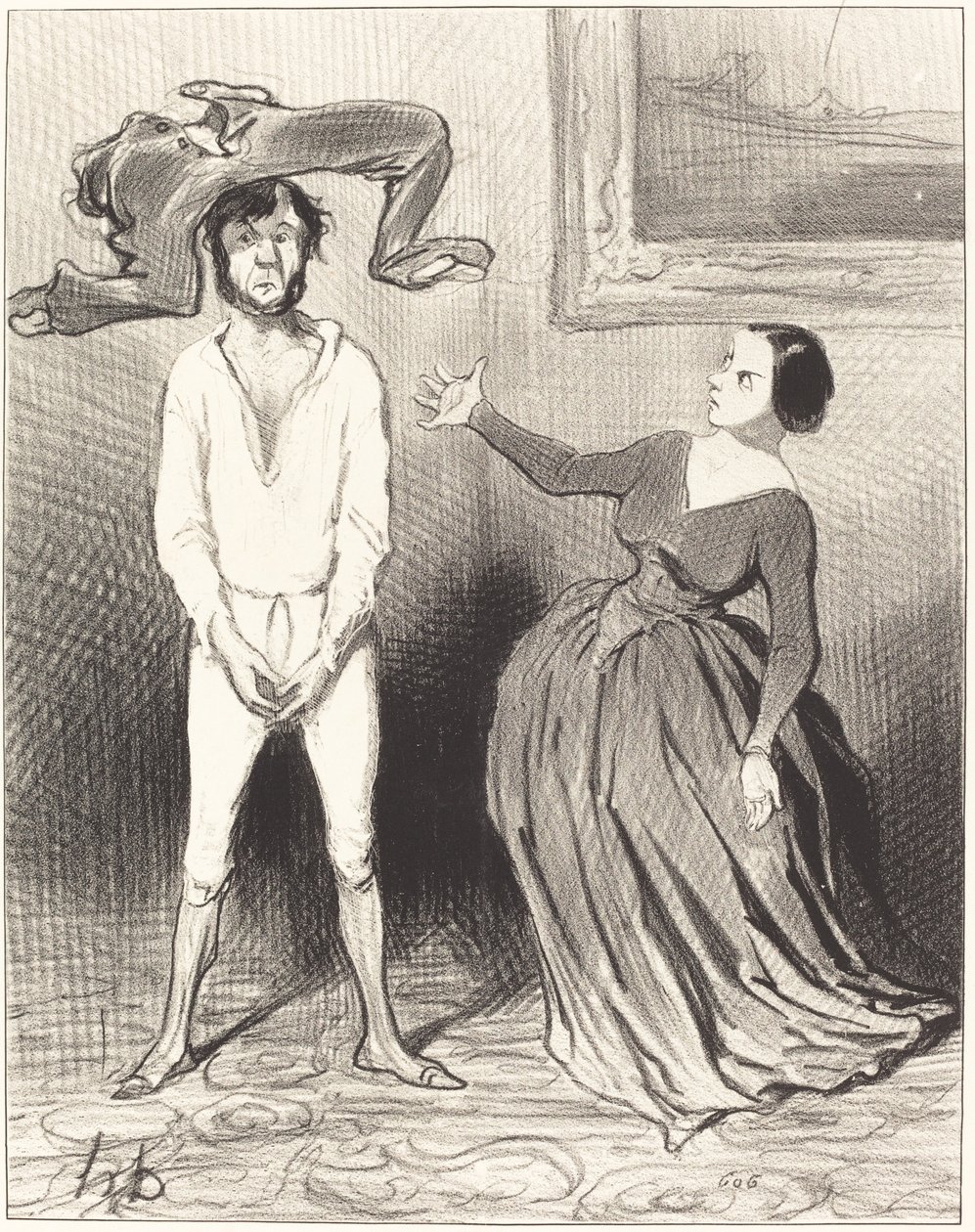 Una mujer como yo... ¿remendar un botón?... de Honoré Daumier