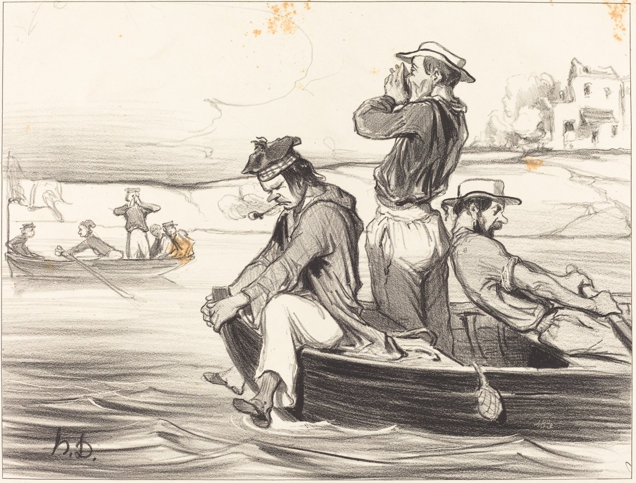 Un encuentro en plena agua de Honoré Daumier