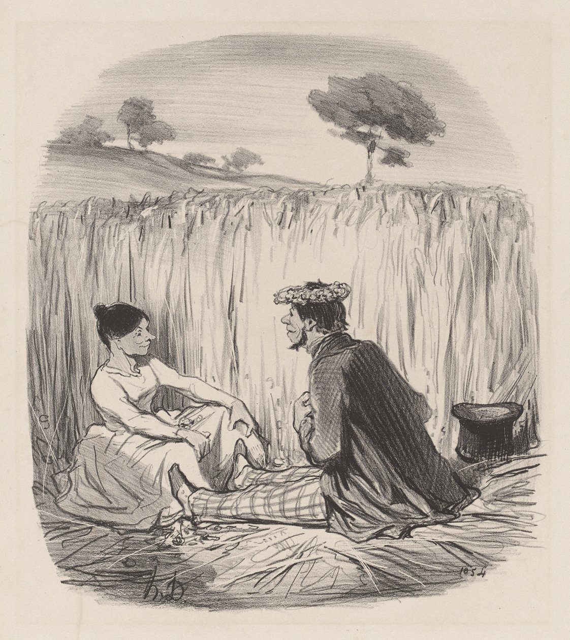 Un idilio en el trigo de Honoré Daumier