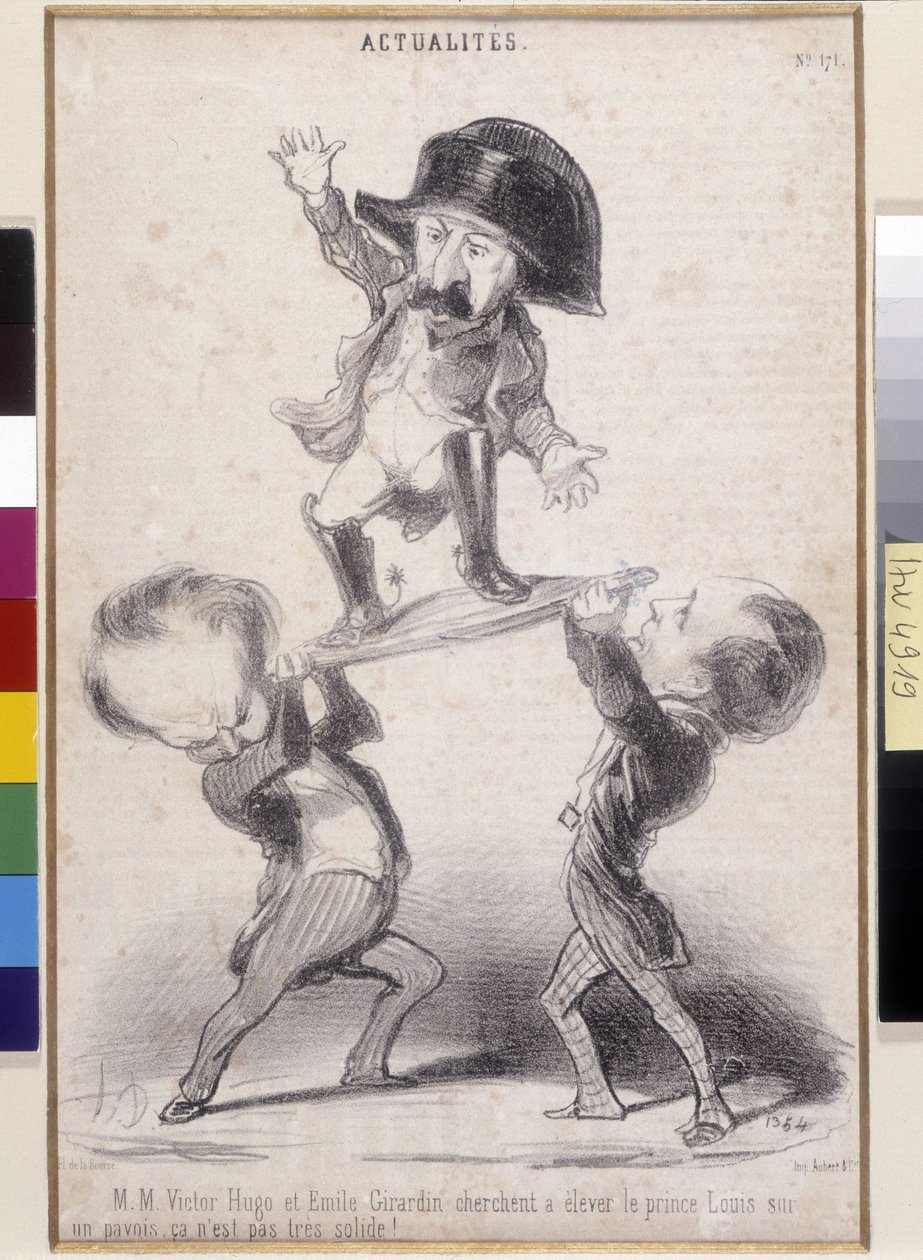Victor Hugo y Emile de Girardin apoyando la candidatura de Napoleón Bonaparte. Caricatura de Honoré Daumier (1808-1879) aparecida en Le Charivari. Casa literaria de Victor Hugo, Bièvres (Dim en cm 30,3x20) de Honoré Daumier
