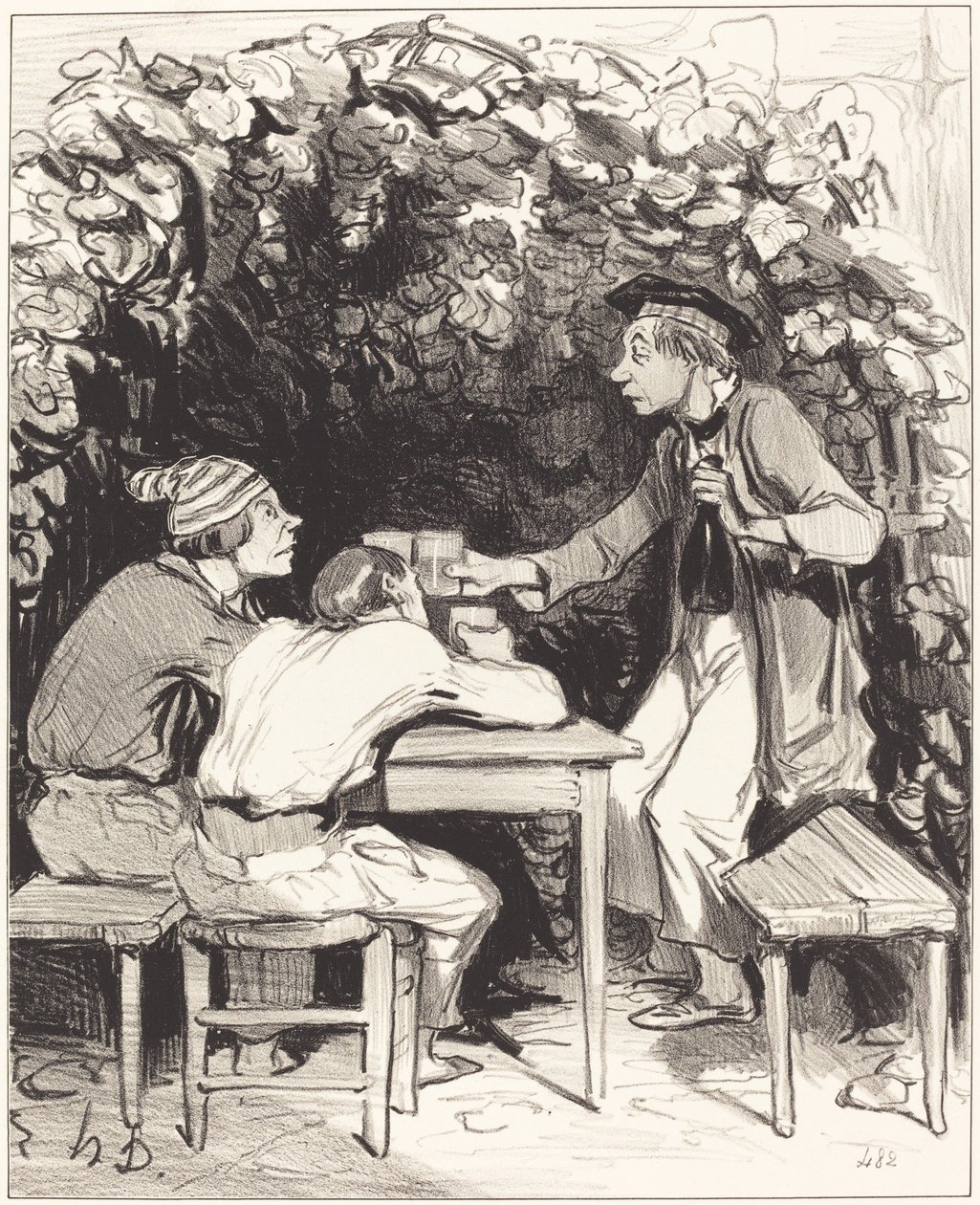 ¿Ves, amigo mío... solo hay dos elementos... de la felicidad... de Honoré Daumier